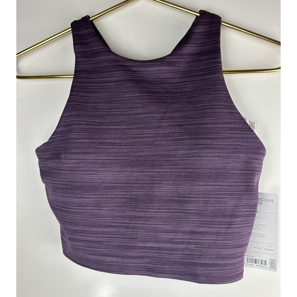 NWT Athleta Conscious Space Dye Crop Violet Purple Tank Sports Bra Stretch Small - Picture 10 of 10